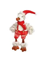 Randkruk kerst eend van textiel rood, wit (B/H/D) 20x51x12cm
