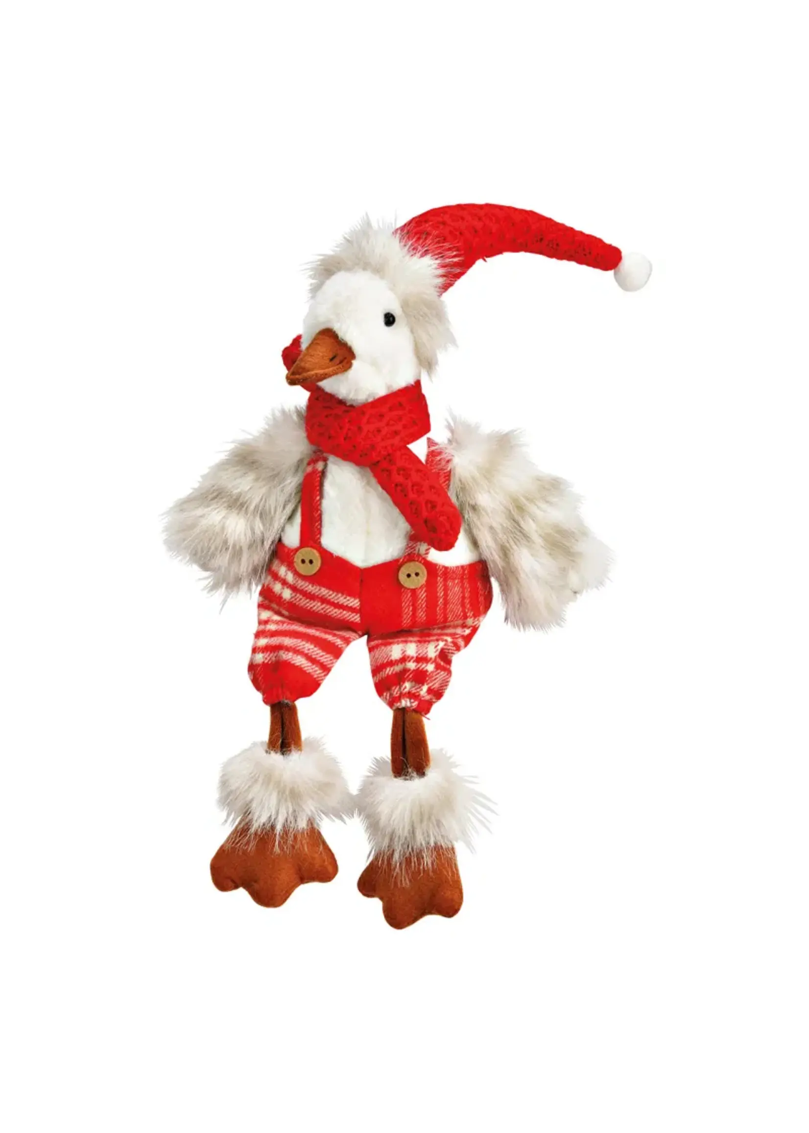 ERandkruk kerst eend van textiel rood, wit (B/H/D) 20x51x12cm