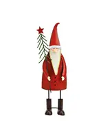 Kerstman met kerstboom van metaal, rood (B/H/D) 6x21x6cm