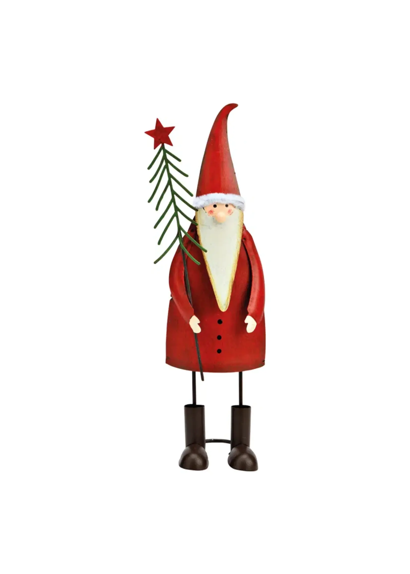 Kerstman met kerstboom van metaal, rood (B/H/D) 6x21x6cm