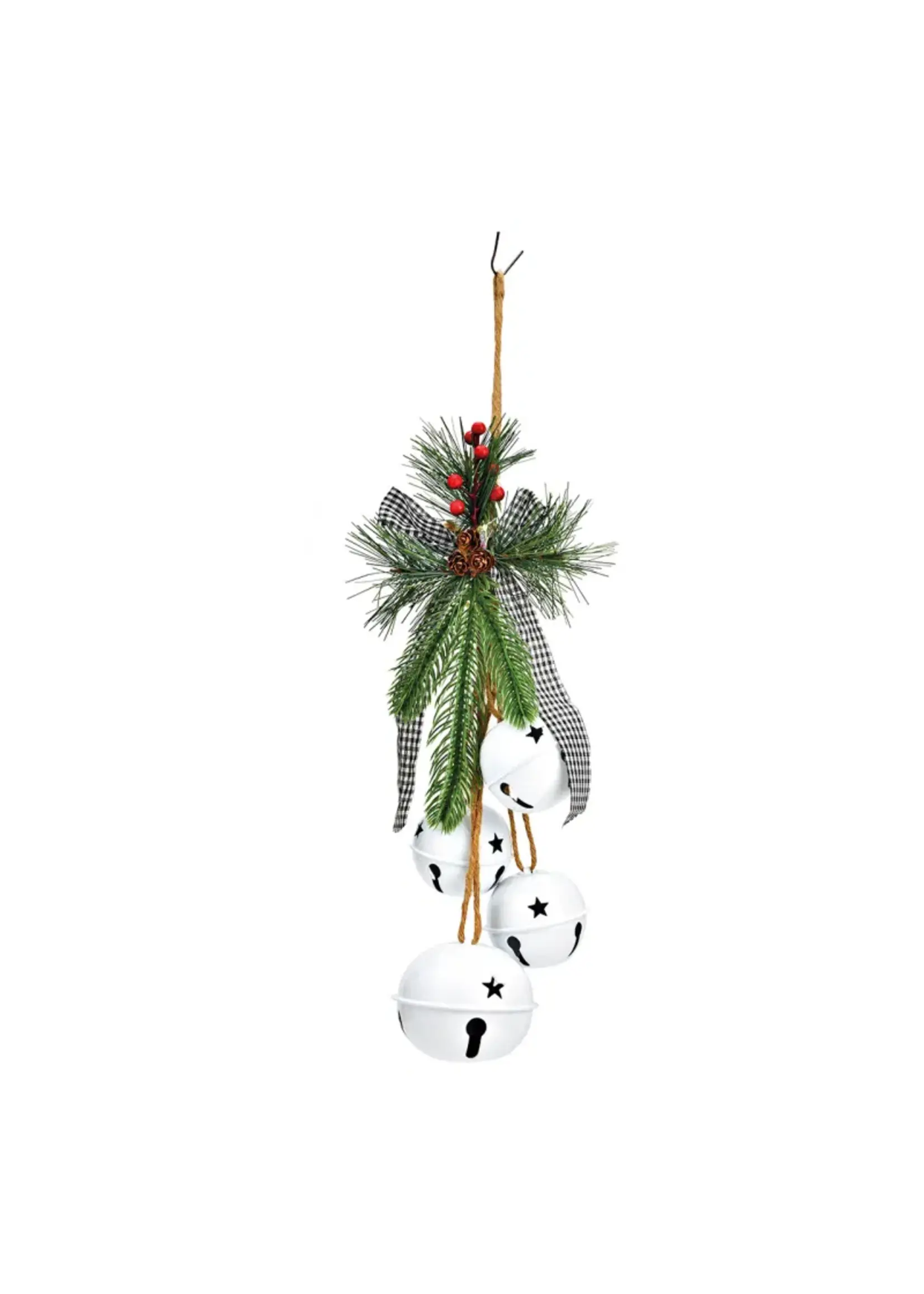 Metalen kersthanger klokken, (B/H/D) 10x30x8cm