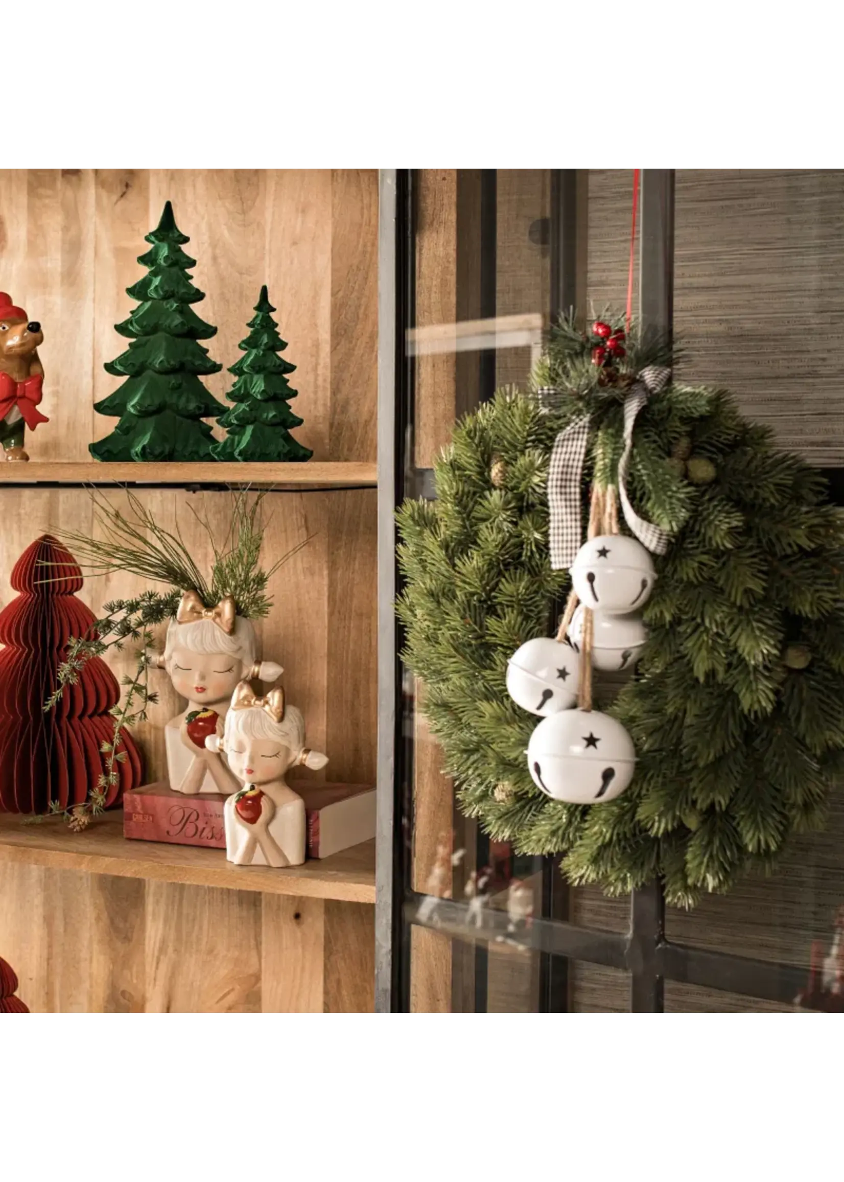 Metalen kersthanger klokken, (B/H/D) 10x30x8cm