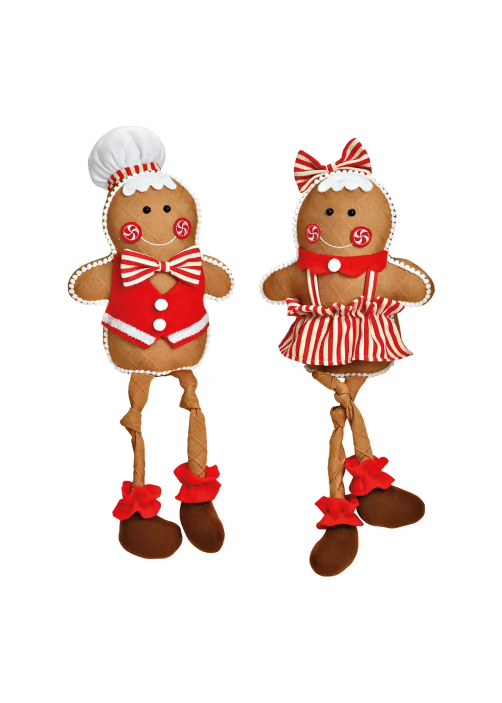 Randkruk peperkoekfiguur van textiel bruin (B/H/D) 22x62x13cm