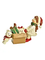 Figuur kind met cadeau  kleurrijk (B/H/D) 15x10x5cm
