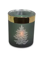 Kaarsenpot spar met gouden rand, 7x7x8 cm, , groen