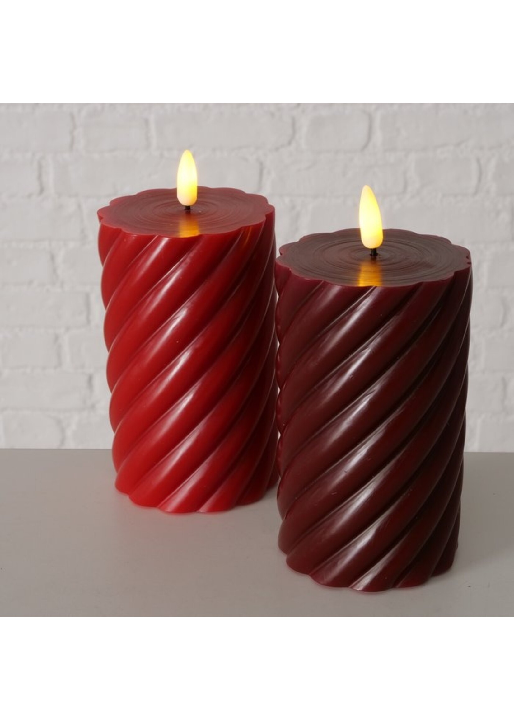 LED candle Wrap, 2 ass., Candle, H 12,50 cm, D 7,50 cm, Paraffin paraffin colour-mix