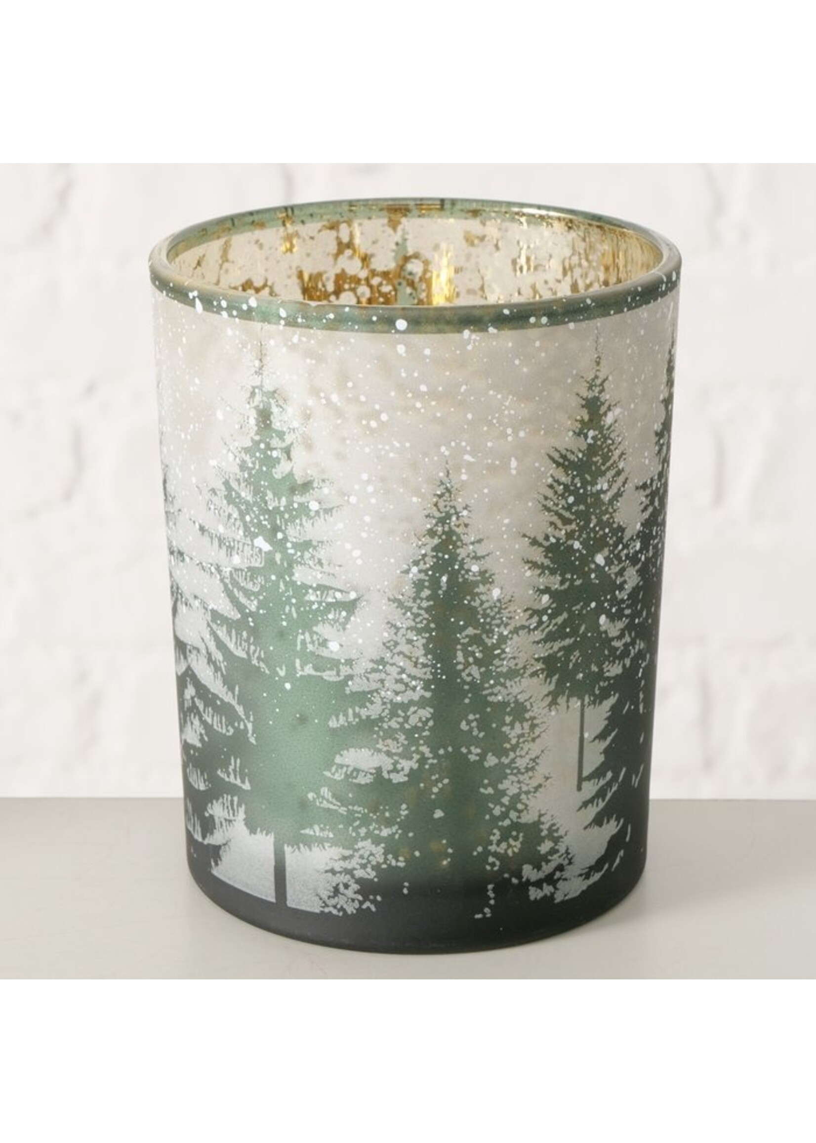 Windlight Elmas, Round, H 12,50 cm, Glass lacquered