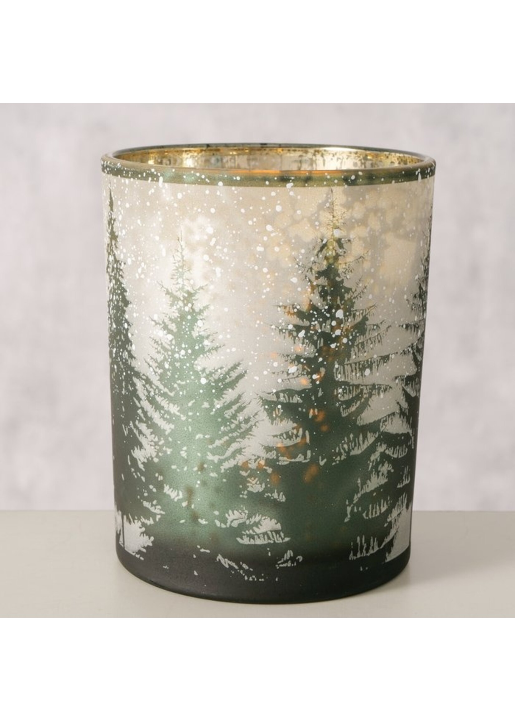 Windlight Elmas, Round, H 12,50 cm, Glass lacquered