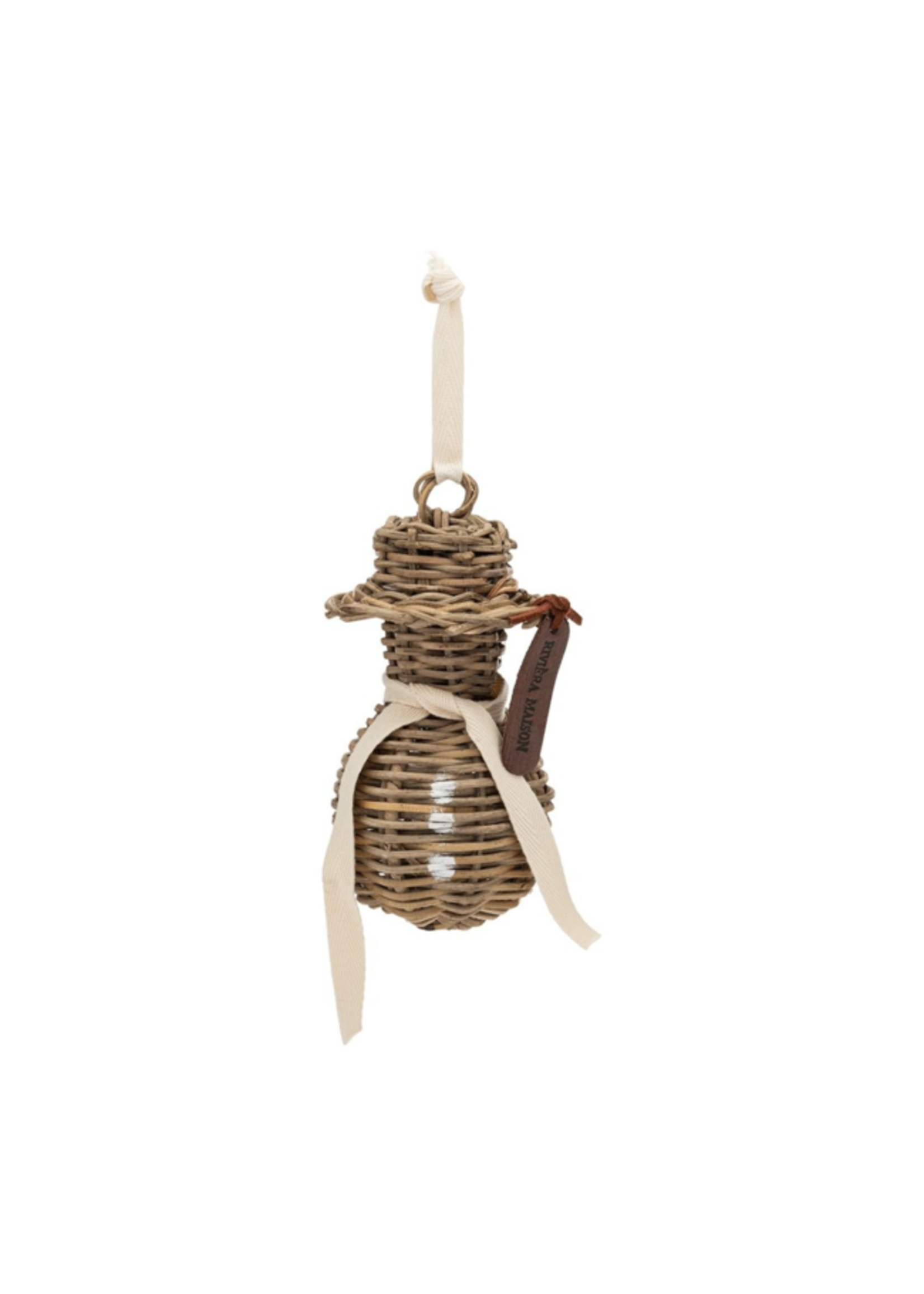 Rustic Rattan Snowman Ornament