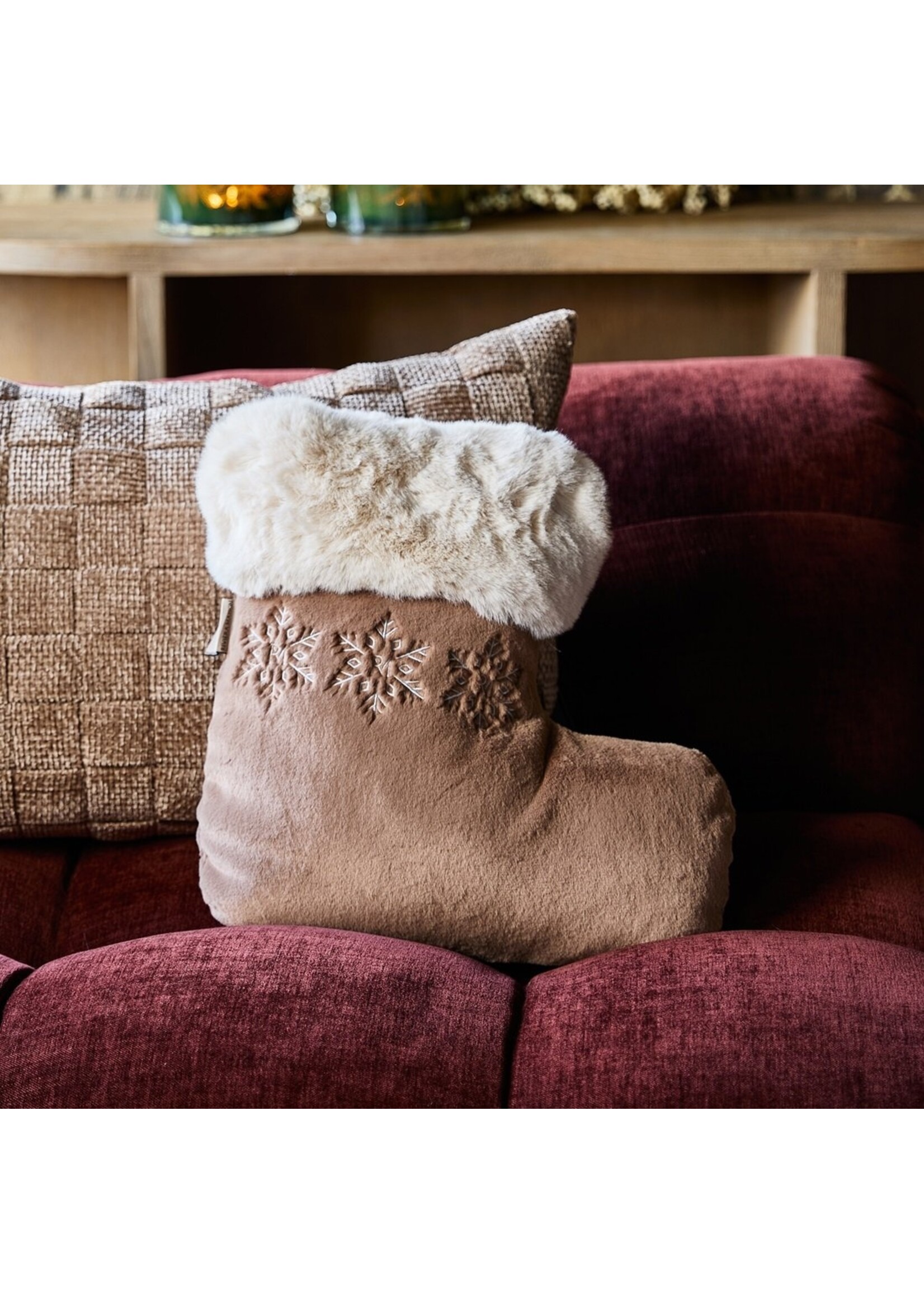 ChristmasStocking FauxFur BoxPillow