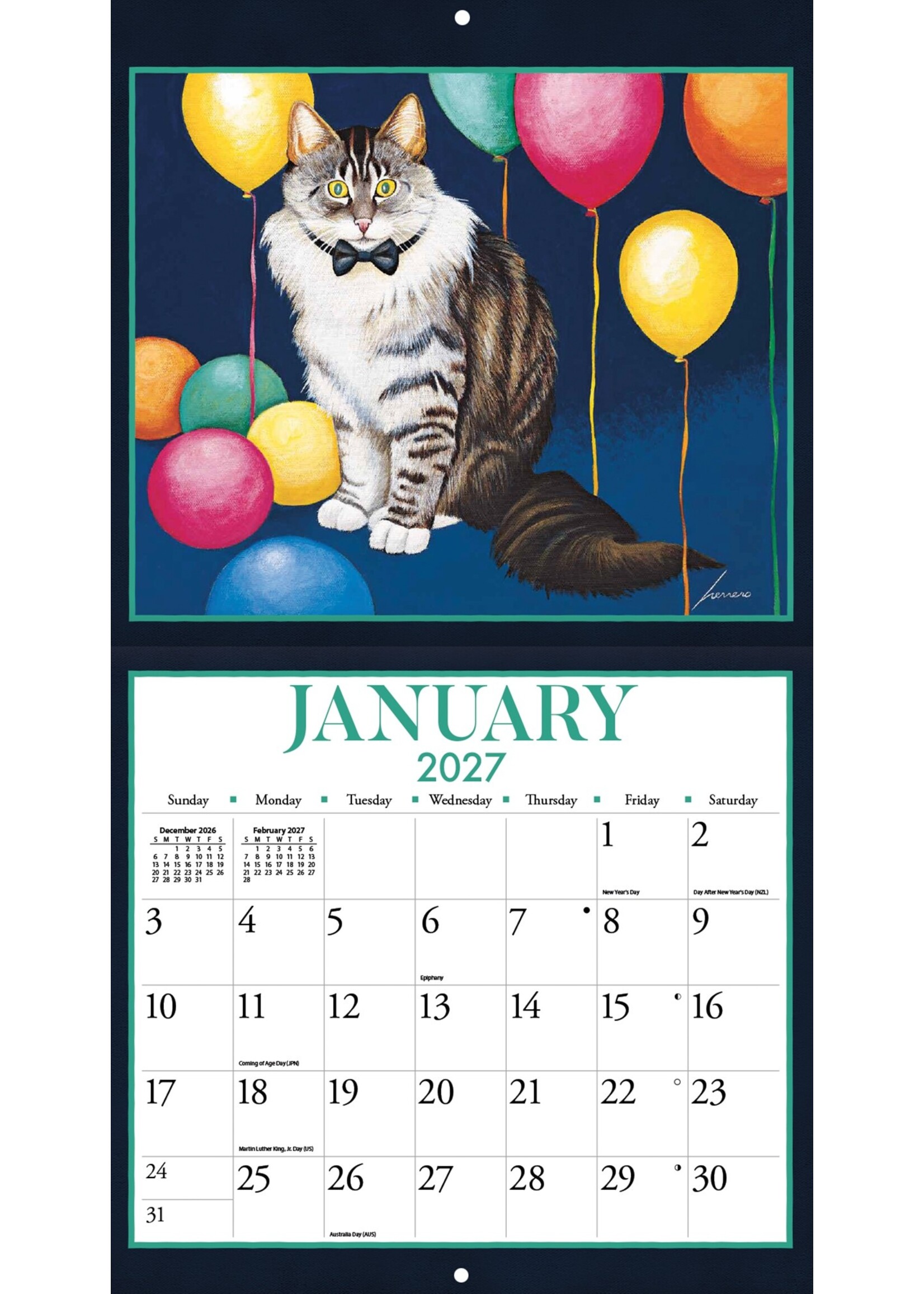 Lang American Cat Lang Calendar 2027