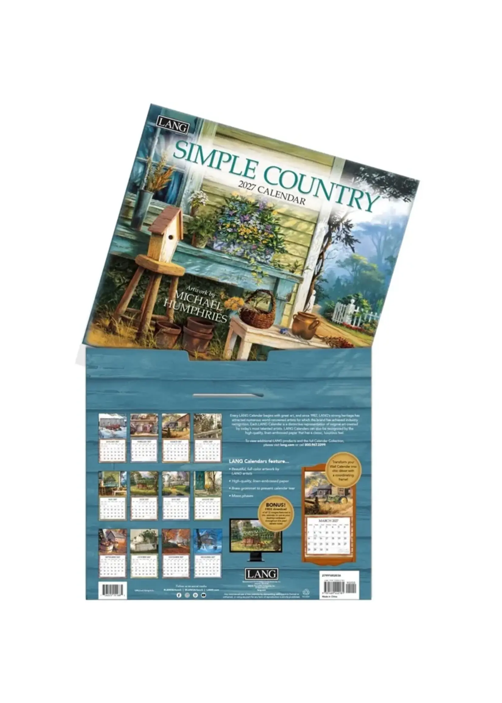 Lang Simple Country Lang Calendar 2027
