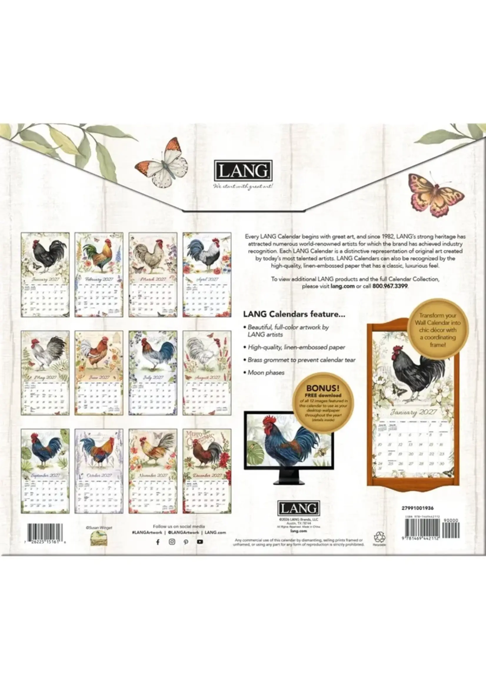 Lang Proud Rooster Lang Calendar 2027