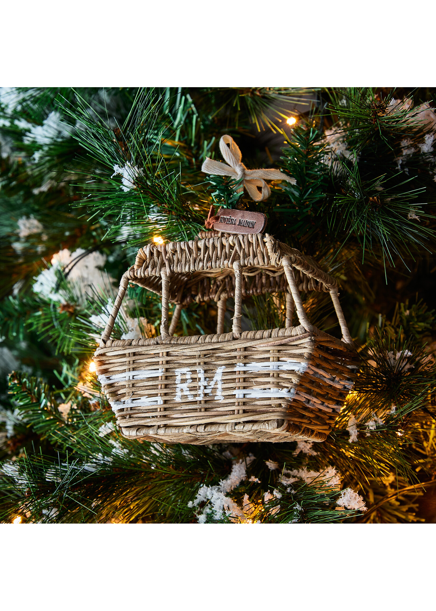 Rustic Rattan Ski Lift Ornament