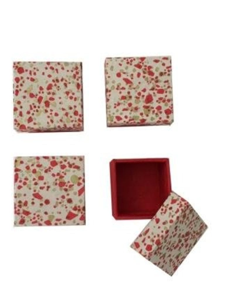 Set 4 doosjes goud/rood print