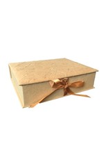 Keepsake box bark fibres, satin ribbon