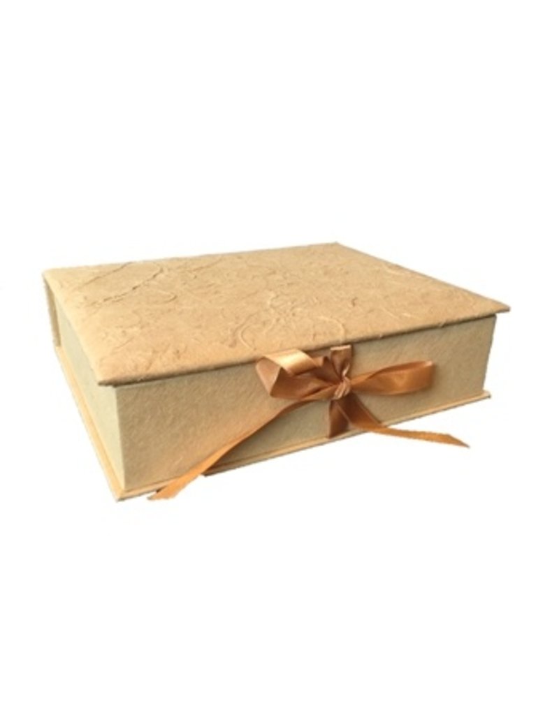 Keepsake box bark fibres, satin ribbon