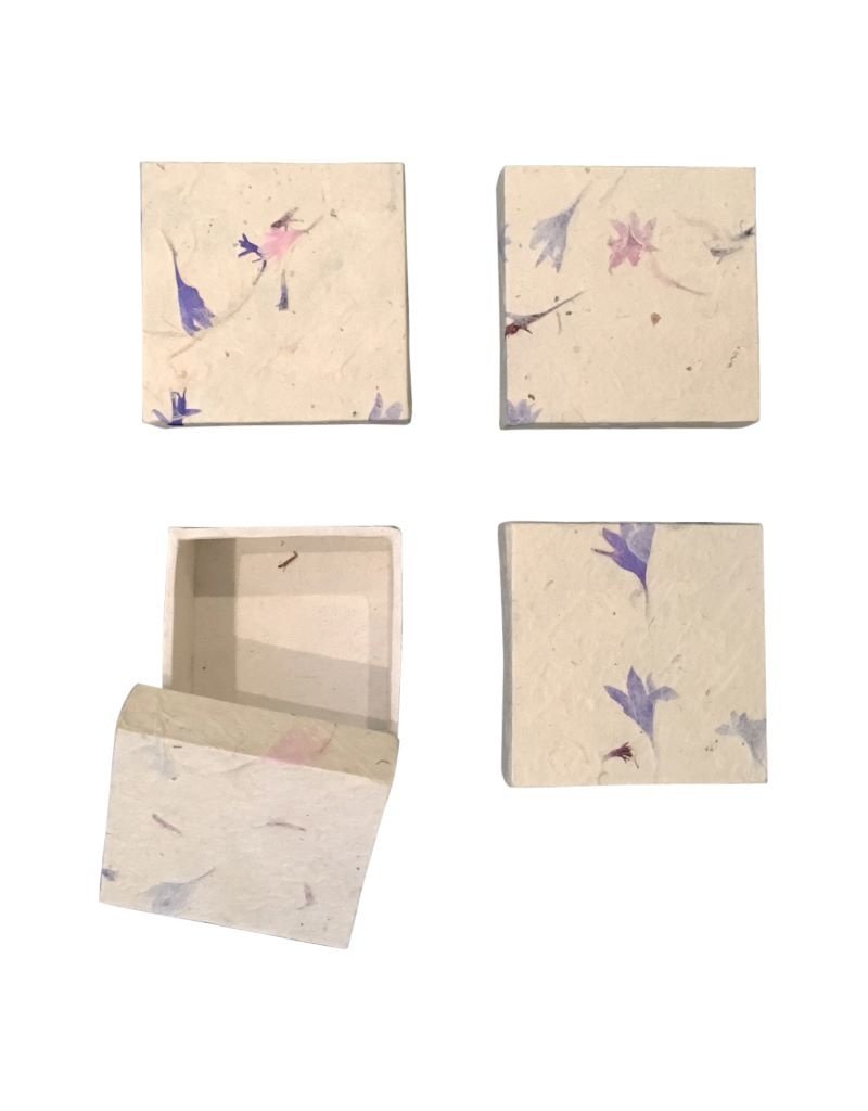 set of 4 boxes lokta-flowers.