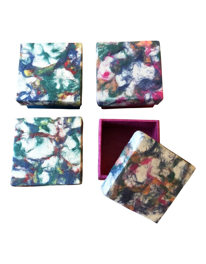 Set of 4 boxes marbled loktapaper
