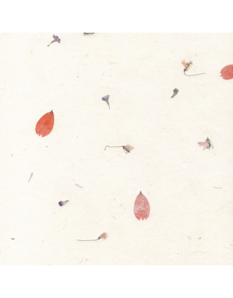 Papier gampi avec mélange de fleurs