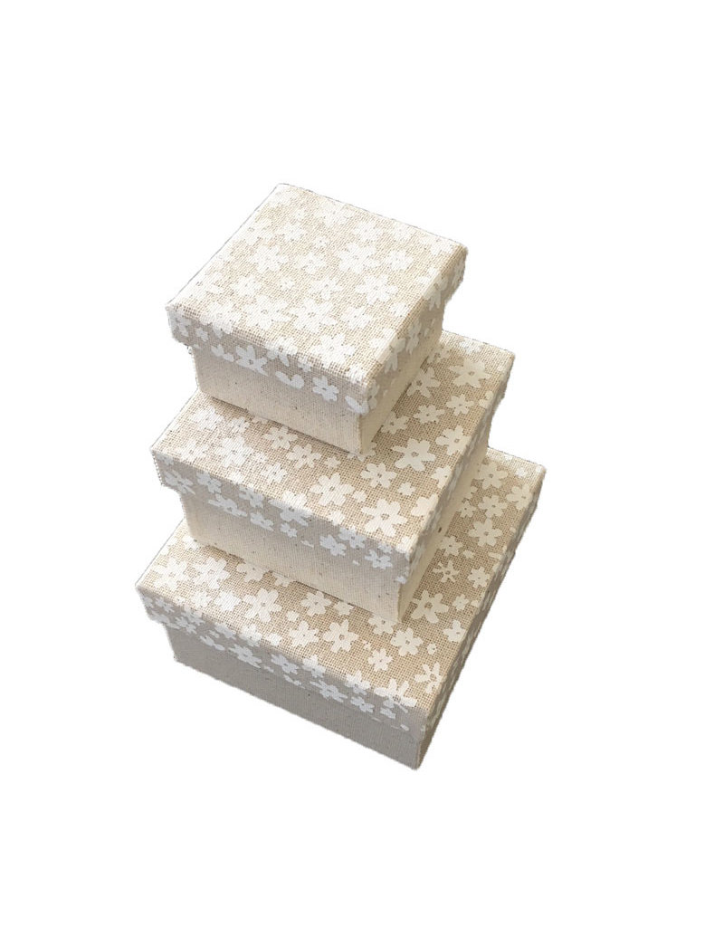 Set of 3 boxes cotton fabric