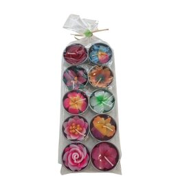 . TH091 - Lot de 10 bougies chauffe-plat avec fleur