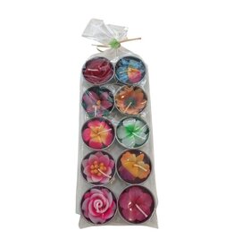 . TH091 set of 10 tea lights with flower