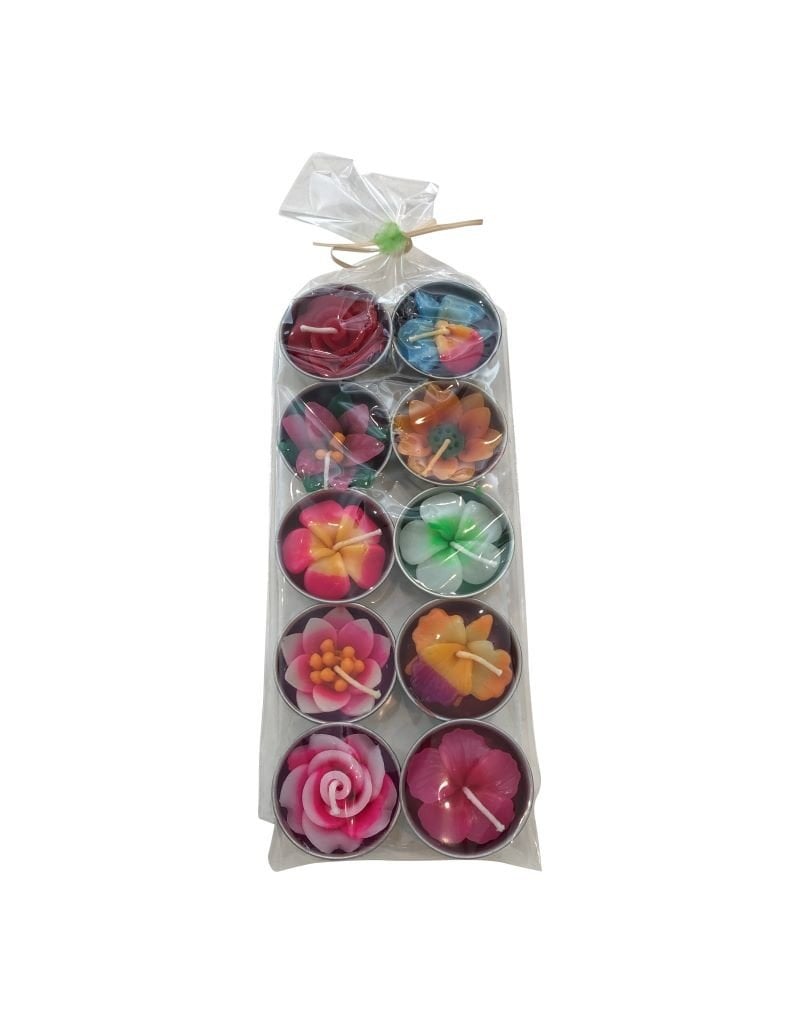 . set of 10 tea lights with flower