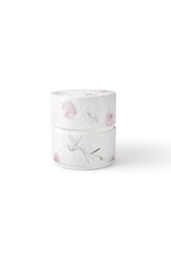 . Eco urn covered with natural paper with flowers