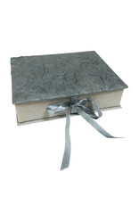 Keepsake box bark fibres, satin ribbon