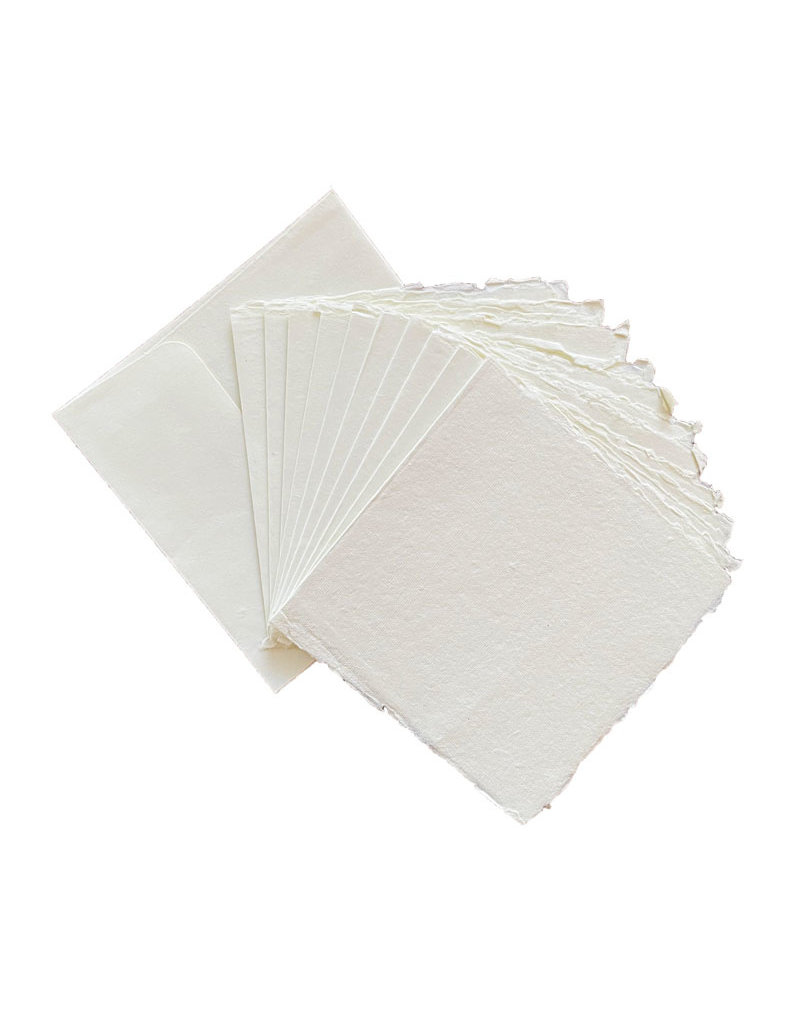 Set 10 enveloppen met 10 dubbele kaarten katoenpapier