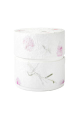 . Eco urn covered with natural paper with flowers