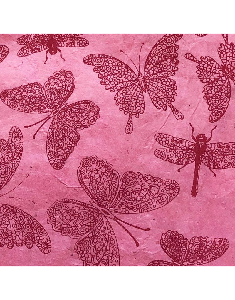 Lokta paper with dragonfly/butterfly print