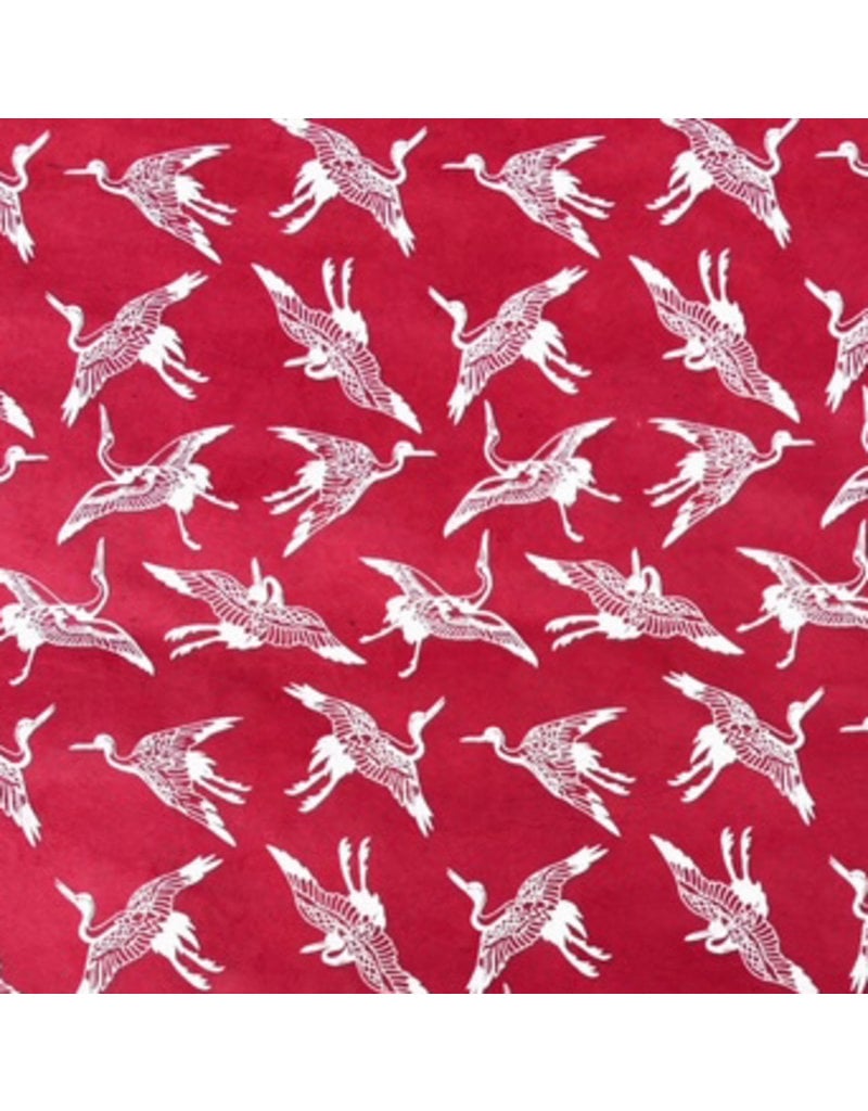 Lokta paper with print of cranes