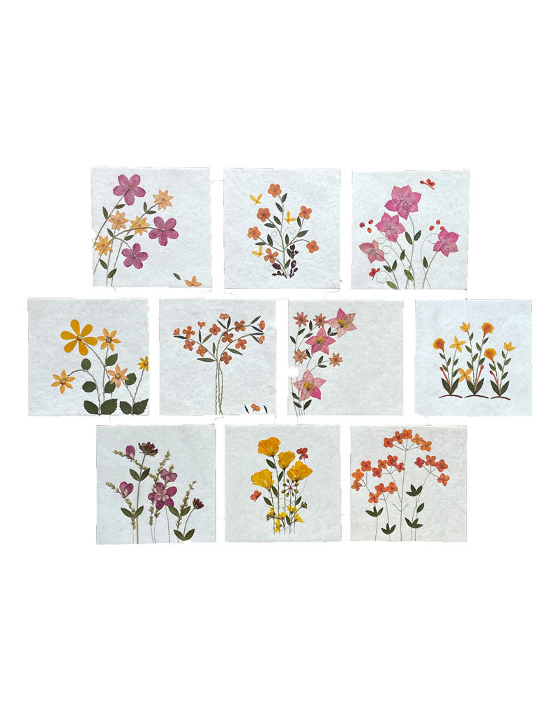 . Set 10 cards/envelopes with flowers