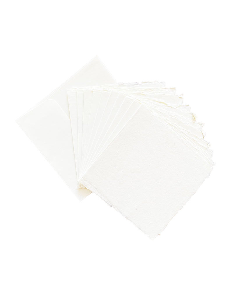 Set 10 enveloppen met 10 dubbele kaarten katoenpapier