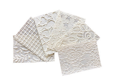 Mulberry paper, lace and embossed