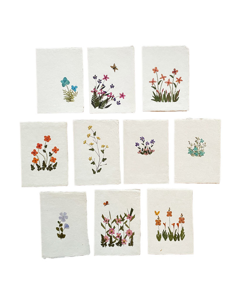 Set 10 cards/envelopes floral decoration