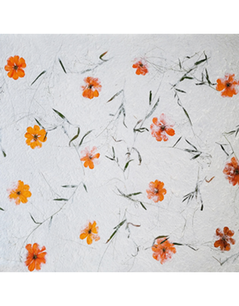 Mulberry paper with cosmos flowers.