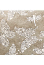 NE856 - Lokta papier met  libelle/vlinderprint