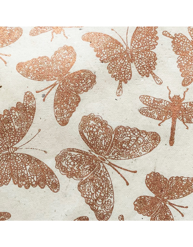 Lokta papier met  libelle/vlinderprint