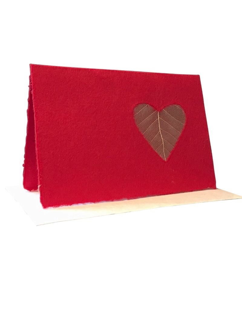 Set of 6 double cards with a heartshape leaf