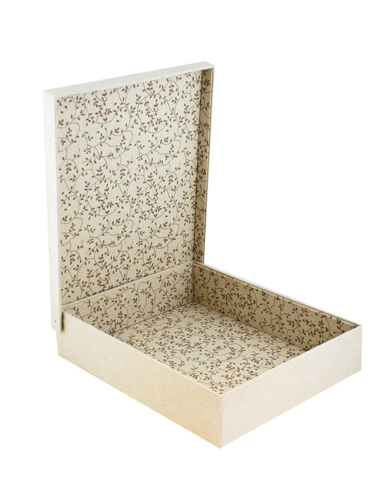 boîte de rangement coton impression feuille