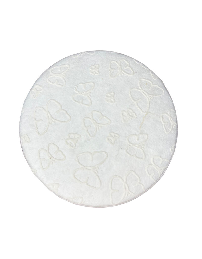 Runde Schachtel von Maulbeerpapier mit Schmetterlingmotiv
