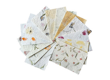 Mulberry paper with flowers and fibres