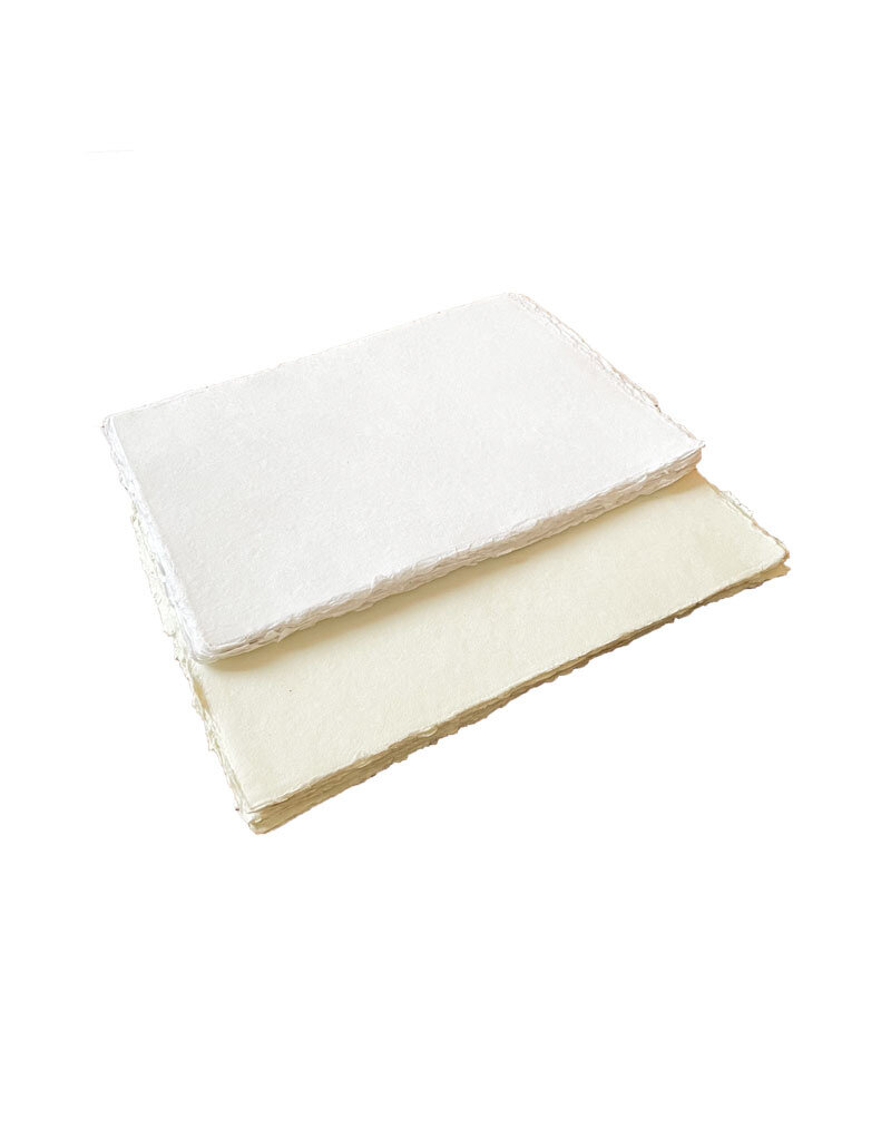 Set 25 sheets of cotton paper with deckled edge, 125 gsm