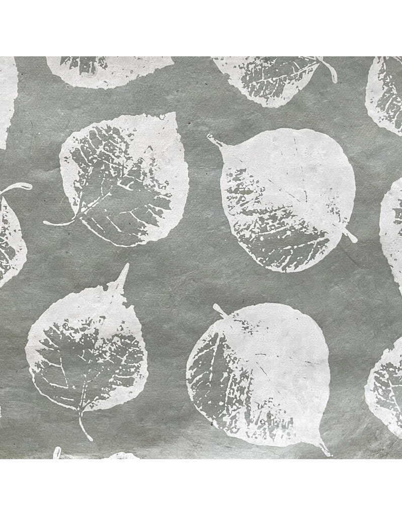 NE858 - Lokta paper with bodhi leaf print