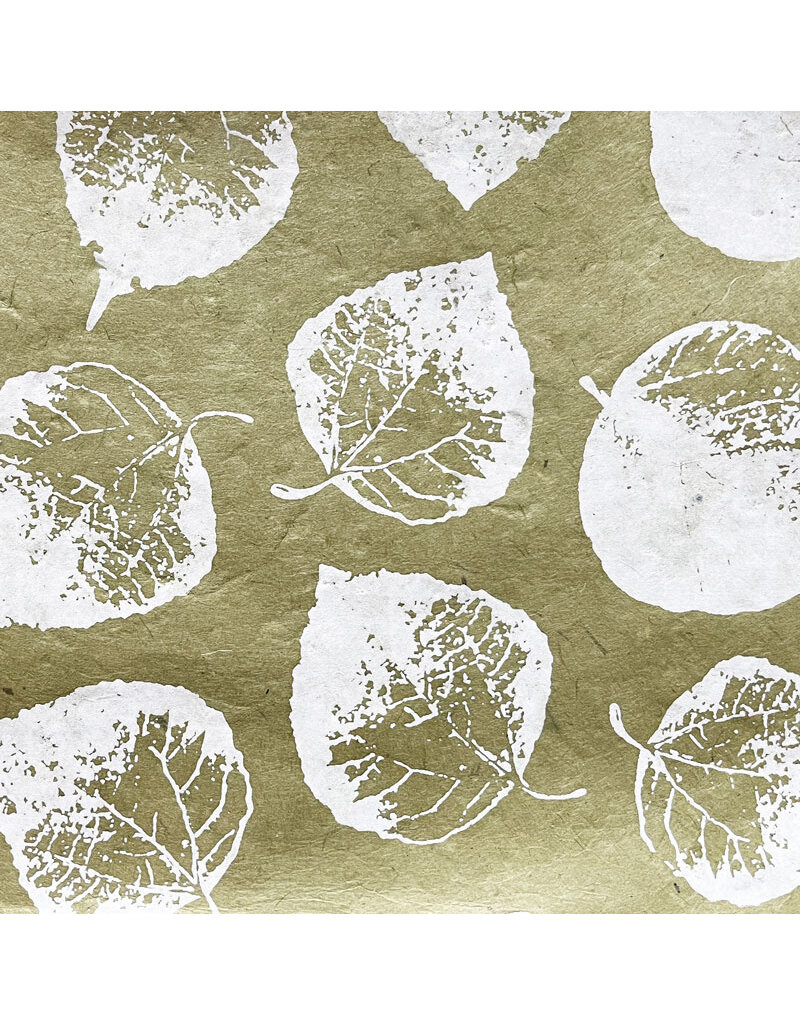 NE858 - Papier lokta avec impression de feuilles de bodhi