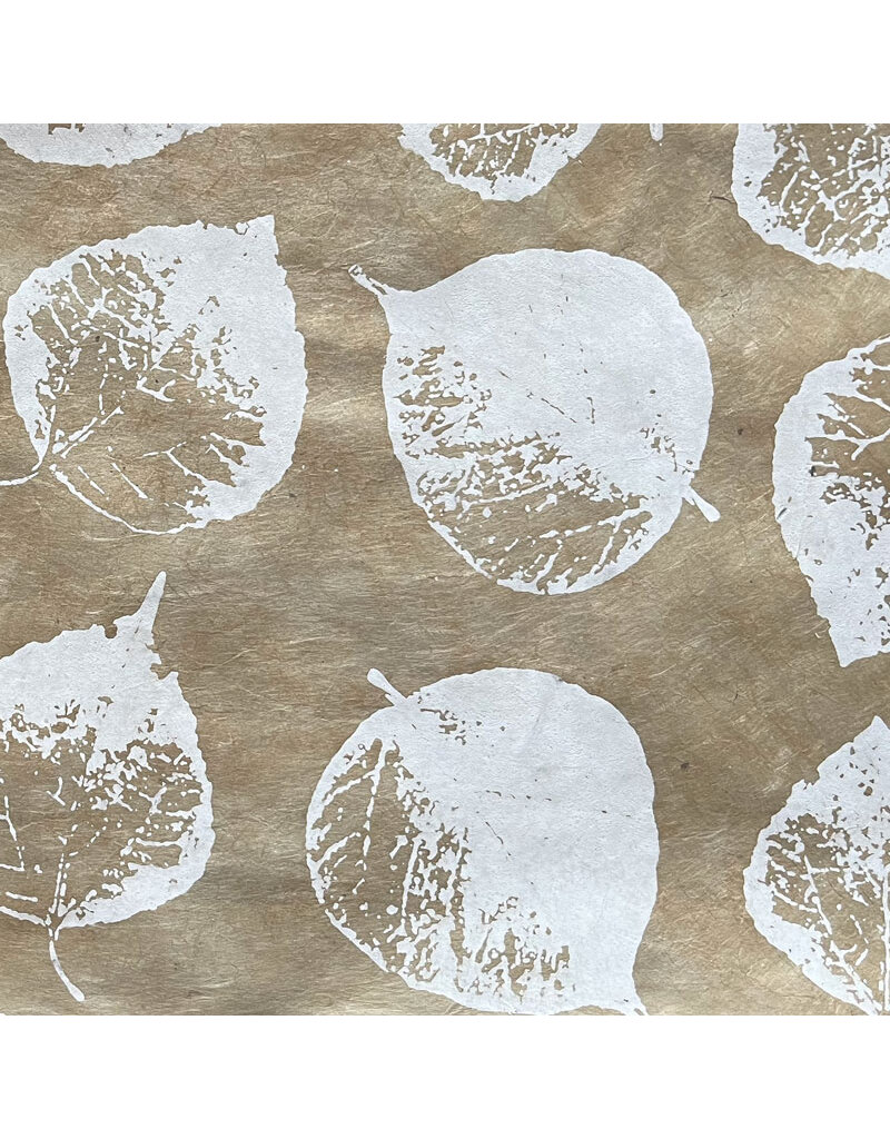 Lokta paper with bodhi leaf print
