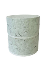 . Eco urn covered with natural paper with flowers